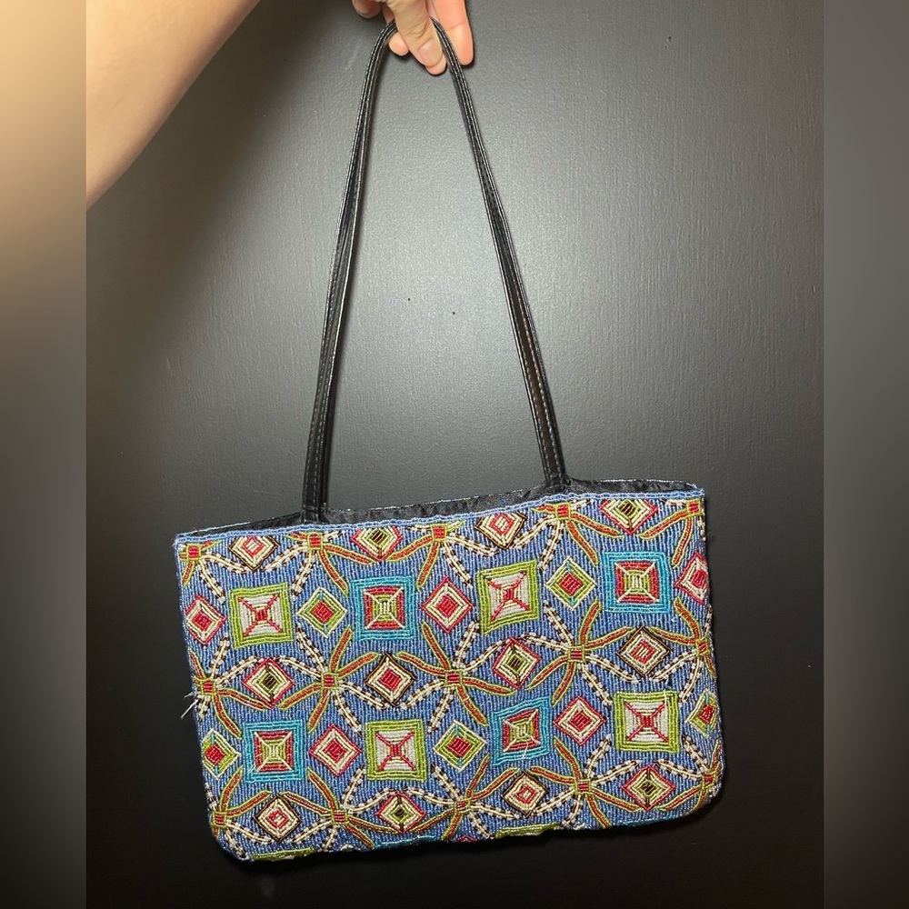 Beaded multi colored purse